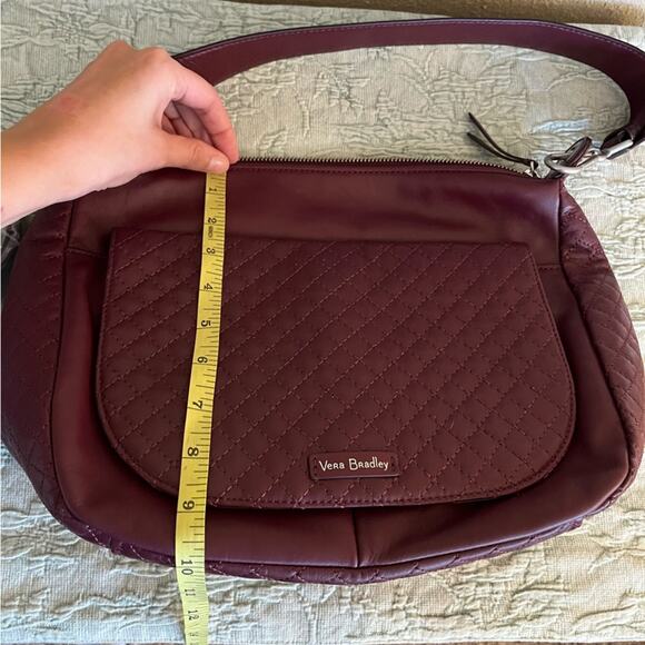 Vera Bradley Leather Carson Shoulder Bag In Mulled Wine Quilted NWOT - Picture 9 of 14